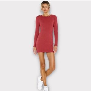 Lovers and Friends Vivianna Long Sleeve Bodycon Mini Dress S Black Cherry